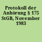 Protokoll der Anhörung § 175 StGB, November 1983